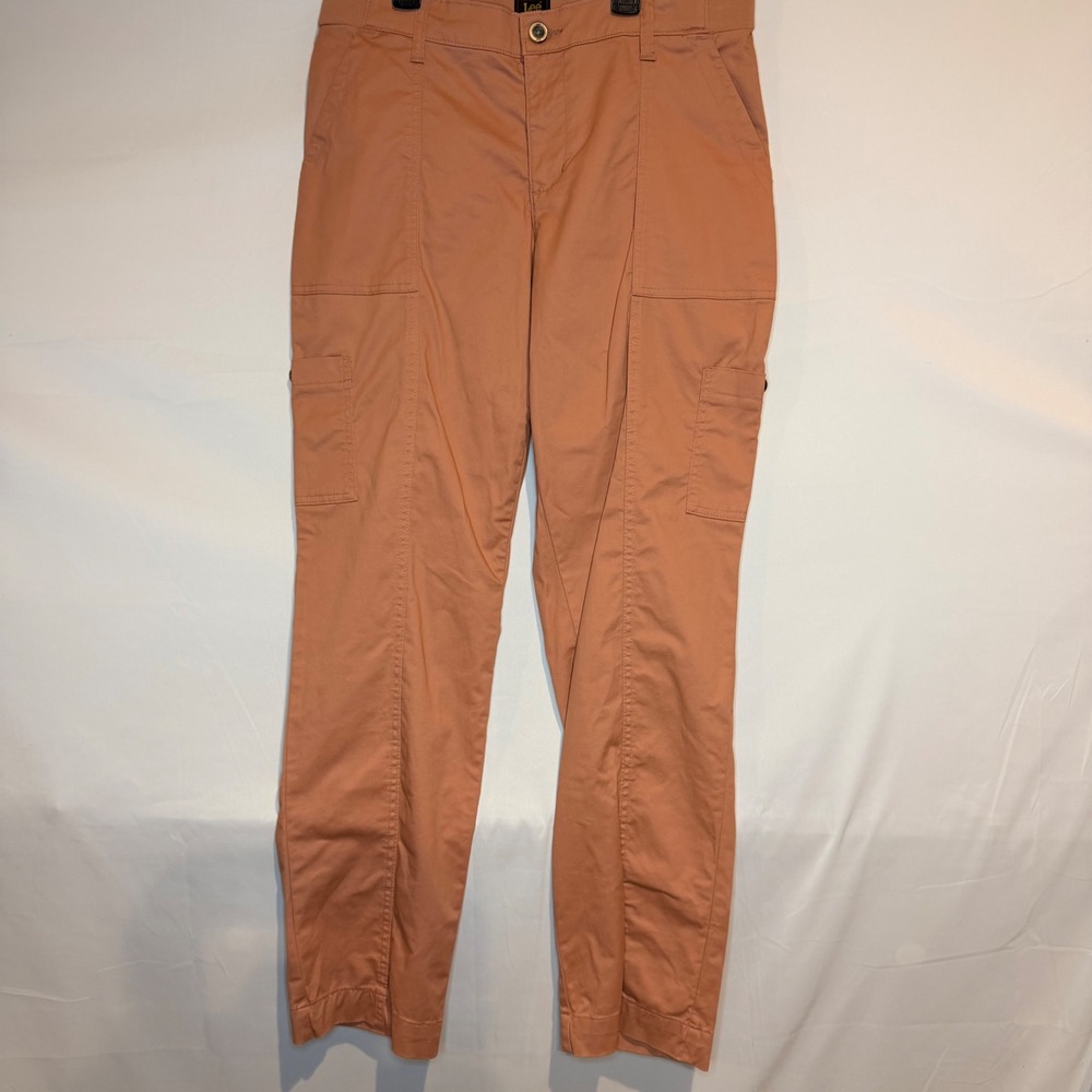 Lee Womens Cargo Utility Pants Terracotta Clay Stretch Twill Size 12 Long